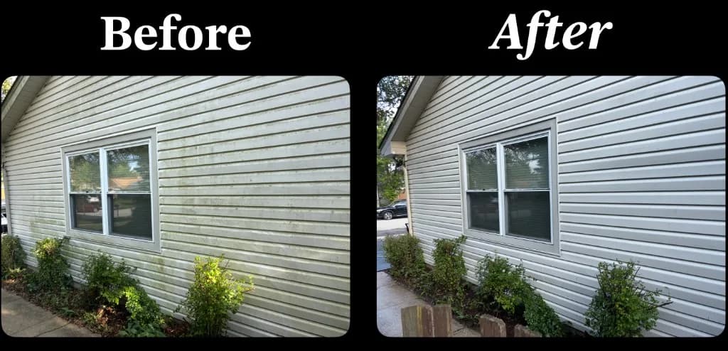Driveway before and after pressure washing result