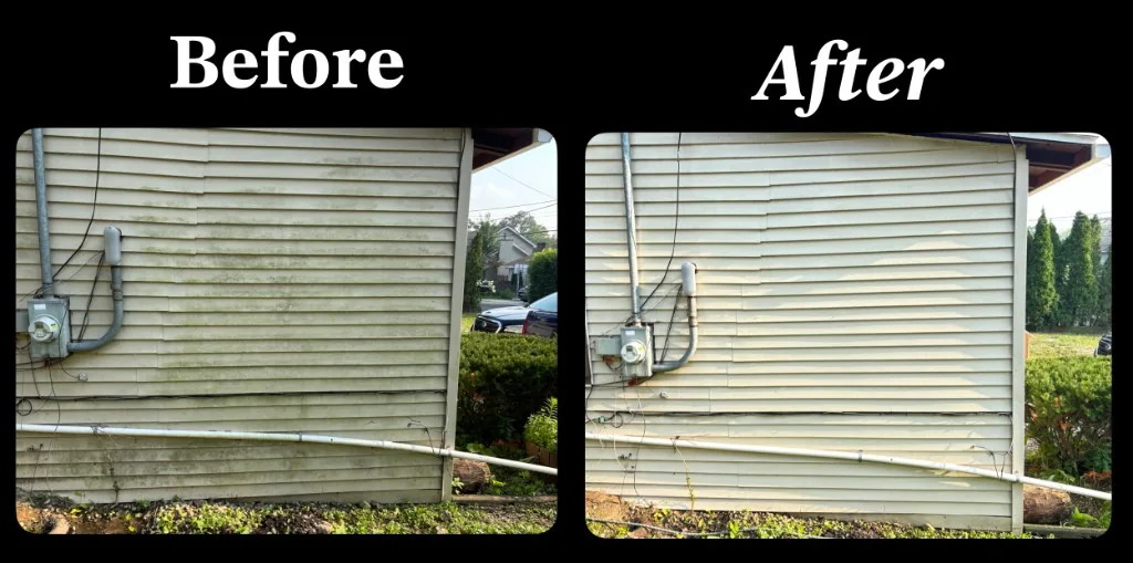 Outdoor structure before and after wash result