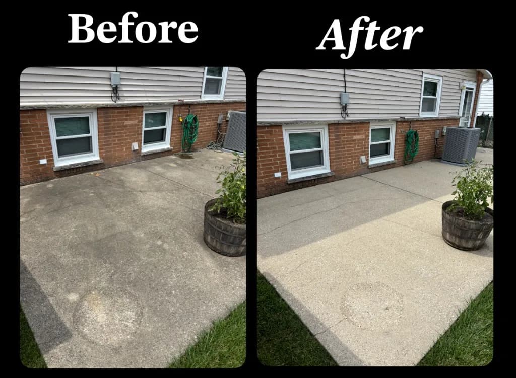 Sidewalk before and after pressure washing result