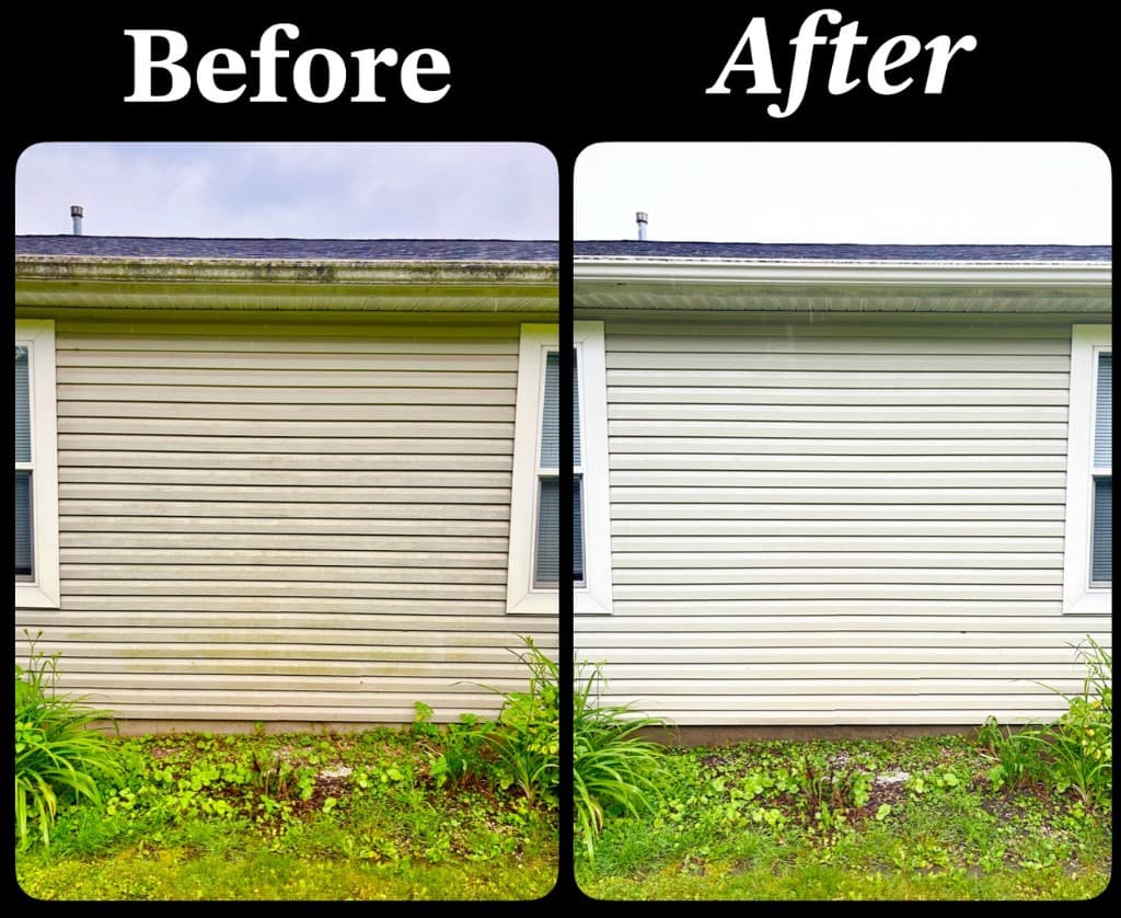 Before and after: house siding soft wash