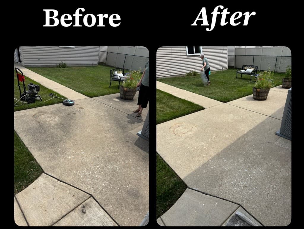 Before and after: patio pressure washing